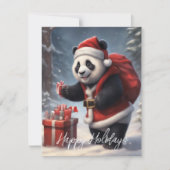 Panda in kerstmannenpak feestdagenkaart (Voorkant)