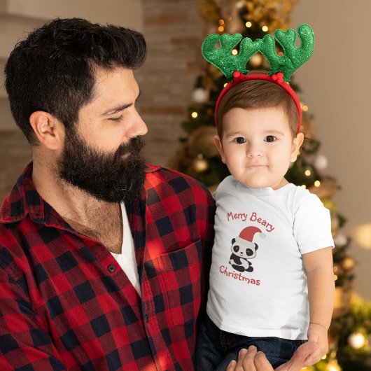 Panda in kerstmuts – Zalig Beary Kerstmis Kinder Shirts