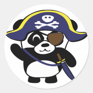 Panda in marineblauw piratenkostuum ronde sticker