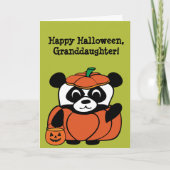 Panda in pompoen kostuum Trick or treat Kaart (Voorkant)