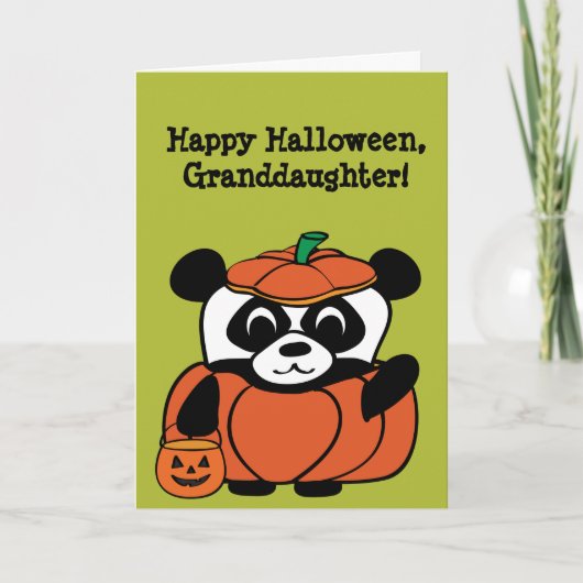 Panda in pompoen kostuum Trick or treat Kaart (Voorkant)