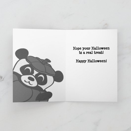 Panda in pompoen kostuum Trick or treat Kaart (Binnen)
