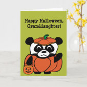 Panda in pompoen kostuum Trick or treat Kaart (Gele Bloem)