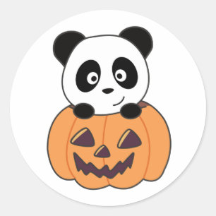 Panda in pompoen zoete panda's gelukkig Halloween Ronde Sticker