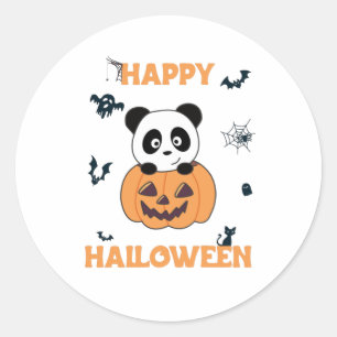 Panda in Pumpkin Sweet Pandas Happy Halloween Ronde Sticker
