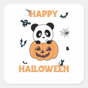 Panda in Pumpkin Sweet Pandas Happy Halloween Vierkante Sticker