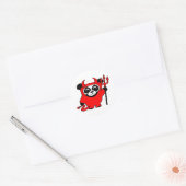 Panda in Rode Duivel Kostuum Ronde Sticker (Envelop)