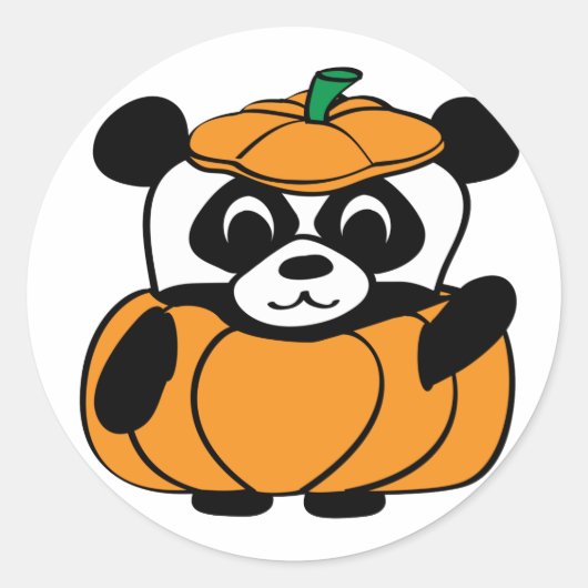 Panda in Schattige pompoenkostuum Ronde Sticker (Voorkant)