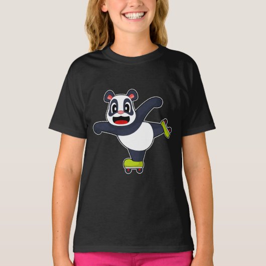 Panda Inline schaatsen Rollerblades T-shirt (Voorkant)