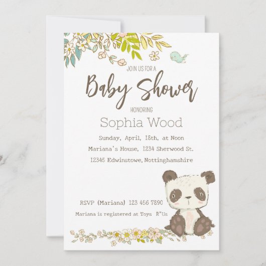 Panda Invitation Kaart (Voorkant)