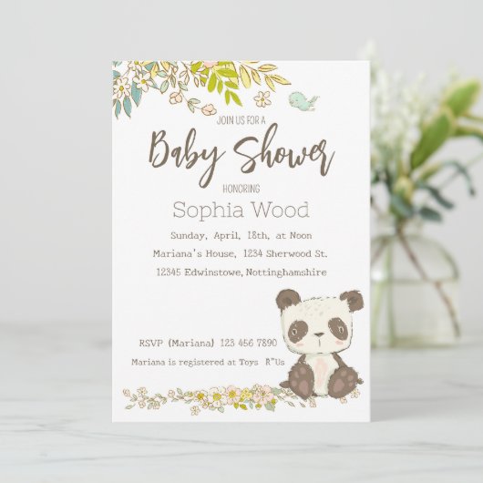 Panda Invitation Kaart (Staand voorkant)