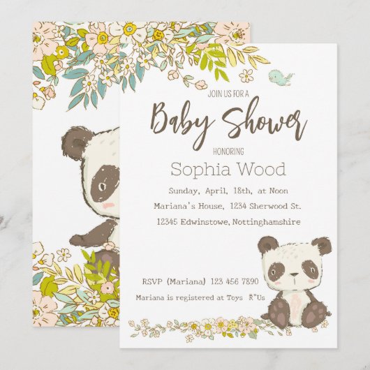 Panda Invitation Kaart (Voorkant / Achterkant)