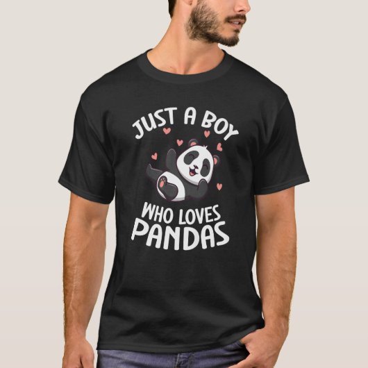 Panda is gewoon een jongen die van Pandas houdt T-shirt (Voorkant)