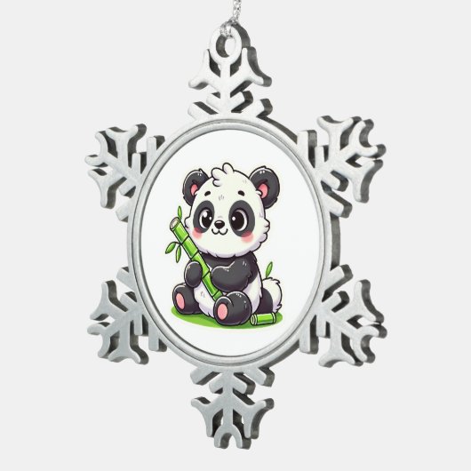 Panda | Ivaniby Tin Sneeuwvlok Ornament (Rechts)