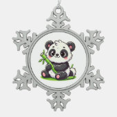 Panda | Ivaniby Tin Sneeuwvlok Ornament (Voorkant)