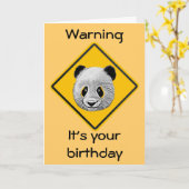 Panda Jezelf Cartoon Schets Verjaardag Kaart (Gele Bloem)