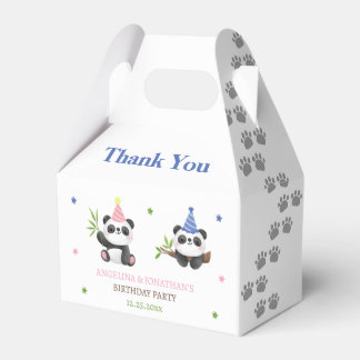 Panda Jongen en Meisje Gezamenlijke Verjaardag Bedankdoosjes