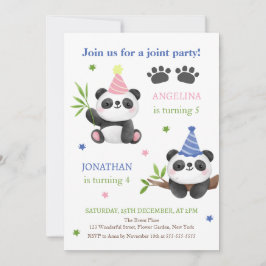Panda Jongen en Meisje Gezamenlijke Verjaardag Kaart
