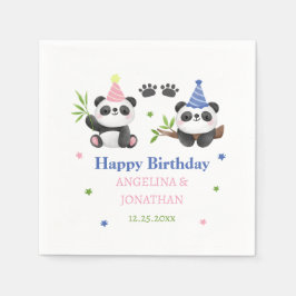 Panda Jongen en Meisje Gezamenlijke Verjaardag Servet