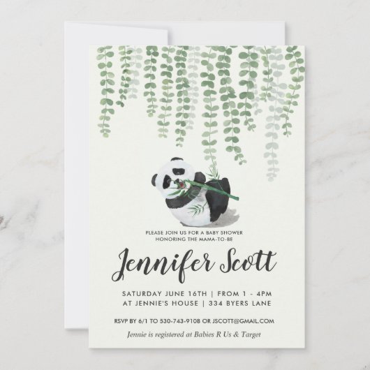 Panda Jungle Baby Shower Uitnodiging (Voorkant)