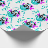 Panda Kerst Blauwgroen inpakpapier (Hoek)
