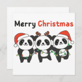 Panda Kerst Dieren Pandas Prettig Kerstfeest Uitno Kaart (Voorkant / Achterkant)