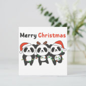 Panda Kerst Dieren Pandas Prettig Kerstfeest Uitno Kaart (Staand voorkant)