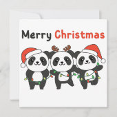 Panda Kerst Dieren Pandas Prettig Kerstfeest Uitno Kaart (Voorkant)