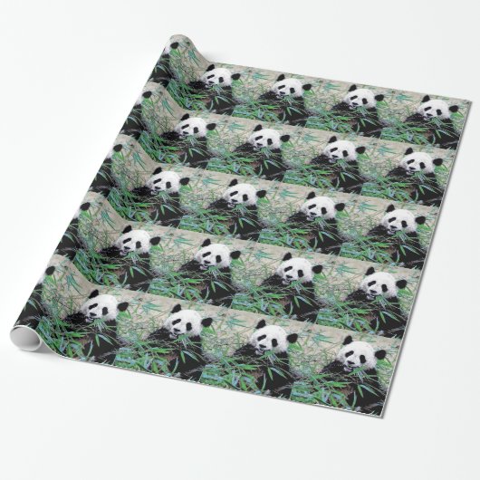Panda kerst inpakpapier (Uitgerold)