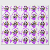 Panda Kerst Paarse inpakpapier (Vlak)