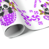 Panda Kerst Paarse inpakpapier (Rol Hoek)