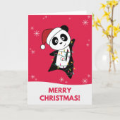 Panda Kerst Sneeuw Winter Dieren Panda's Kaart (Gele Bloem)