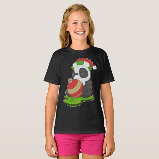 Panda kerstbel t-shirt (Voorkant volledig)