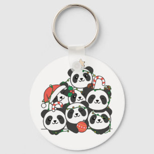 Panda kerstboom Funny Animal Kerstkeycha Sleutelhanger