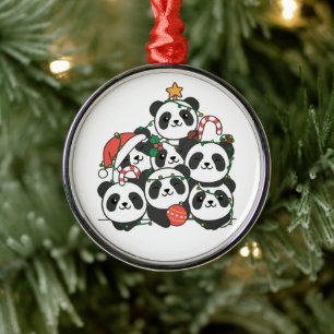 Panda kerstboom Funny Animal Kerstmis Cerami Metalen Ornament