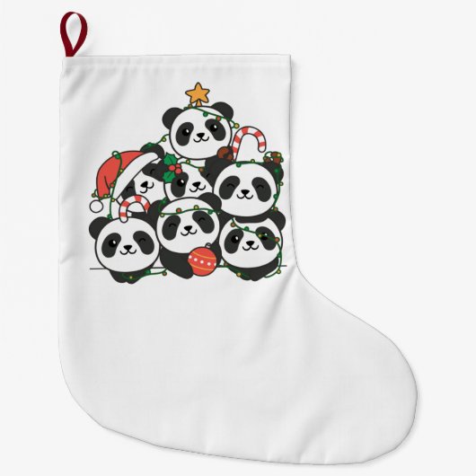 Panda kerstboom Funny Animal Kerstmis Grote Kerstsok (Voorkant)
