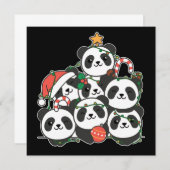 Panda kerstboom Funny Animal Kerstmis Invita Kaart (Voorkant / Achterkant)