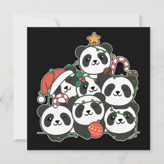 Panda kerstboom Funny Animal Kerstmis Invita Kaart (Voorkant)