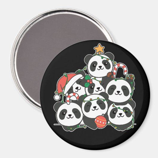 Panda kerstboom Funny Animal Kerstmis Magnet (Voorkant / Achterkant)