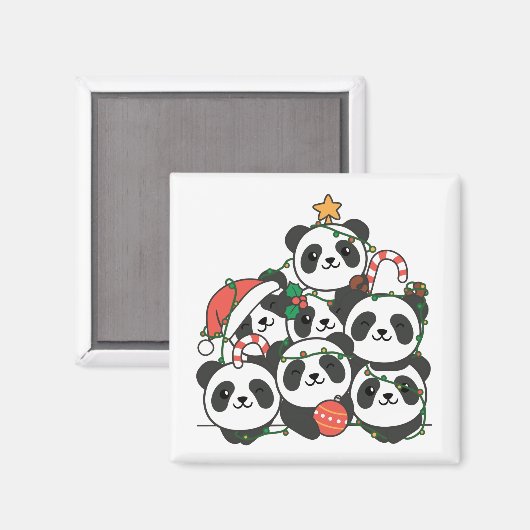 Panda kerstboom Funny Animal Kerstmis Magnet (Voorkant / Achterkant)