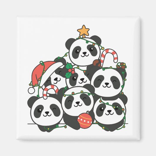Panda kerstboom Funny Animal Kerstmis Magnet (Voorkant)