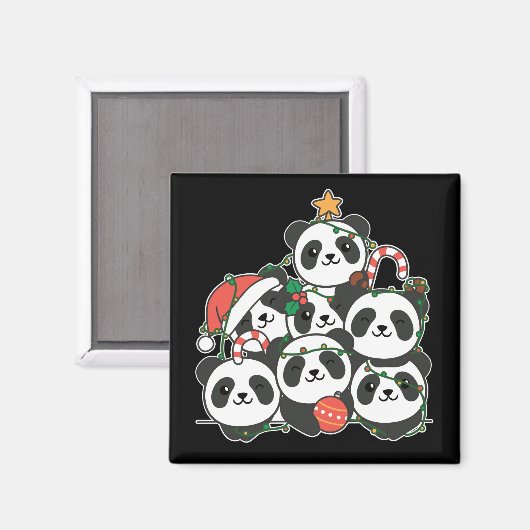 Panda kerstboom Funny Animal Kerstmis Magnet (Voorkant / Achterkant)
