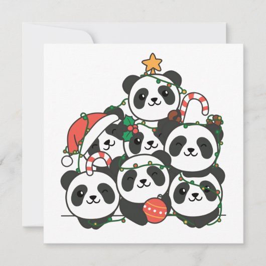 Panda Kerstboom Grappig Dier Kerst Uitnodiging (Voorkant)