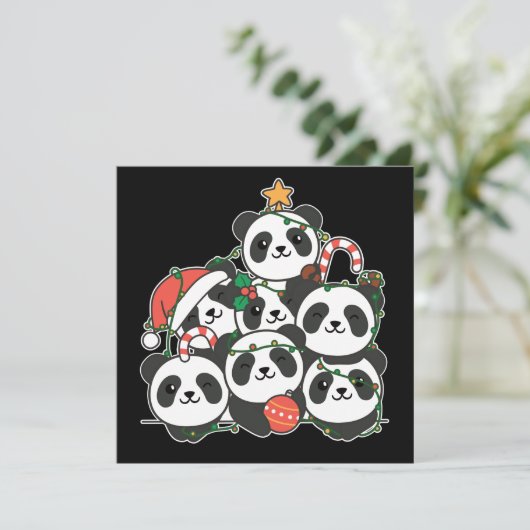 Panda Kerstboom Grappige Dieren Kerst Uitnodiging (Staand voorkant)