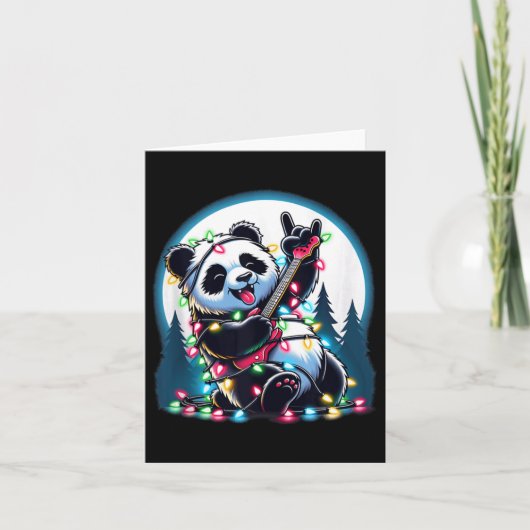 Panda Kerstboom Lights Funny Xmas Panda Lover Kaart (Voorkant)