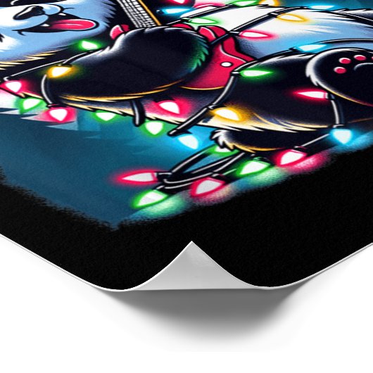 Panda Kerstboom Lights Funny Xmas Panda Lover Poster (Hoek)