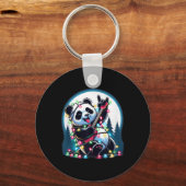 Panda Kerstboom Lights Funny Xmas Panda Lover Sleutelhanger (Voorkant)