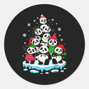 Panda Kerstboom Panda Liefhebber Kerst Team Mannen Ronde Sticker