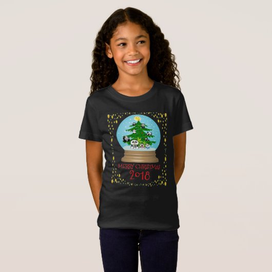 Panda kerstboom Snowglobe Tshirt (Voorkant volledig)