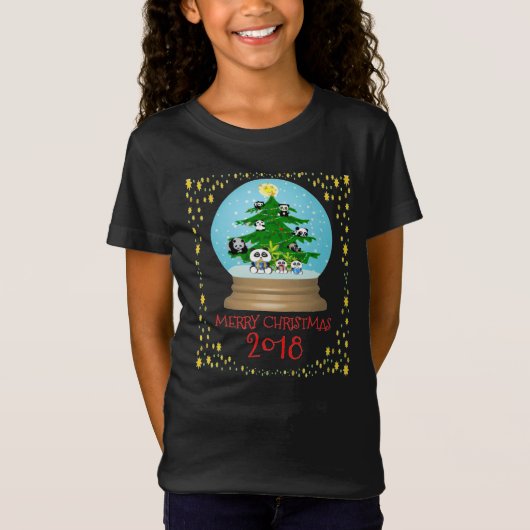 Panda kerstboom Snowglobe Tshirt (Voorkant)